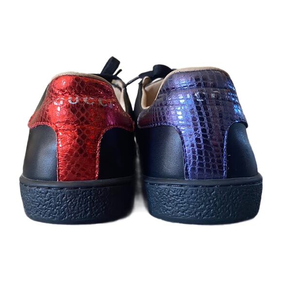 Gucci Ace Embroidered Tiger low-top black leather sneaker size 8 - Picture 5 of 6